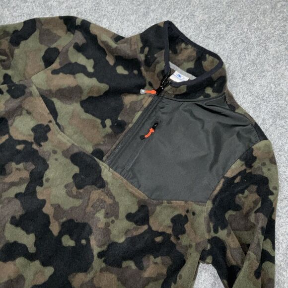 Sweater Mens  M Green Black Camo 1/4 Zip Pull Over Outdoors Sweatshirt Casual - Picture 9 of 10